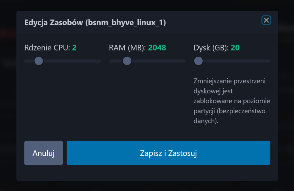Bsnm virtual machine config